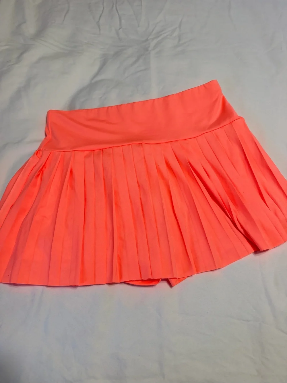 SHEIN Neon Coral Pleated Tennis Skort Athletic Pickleball Golf Size L